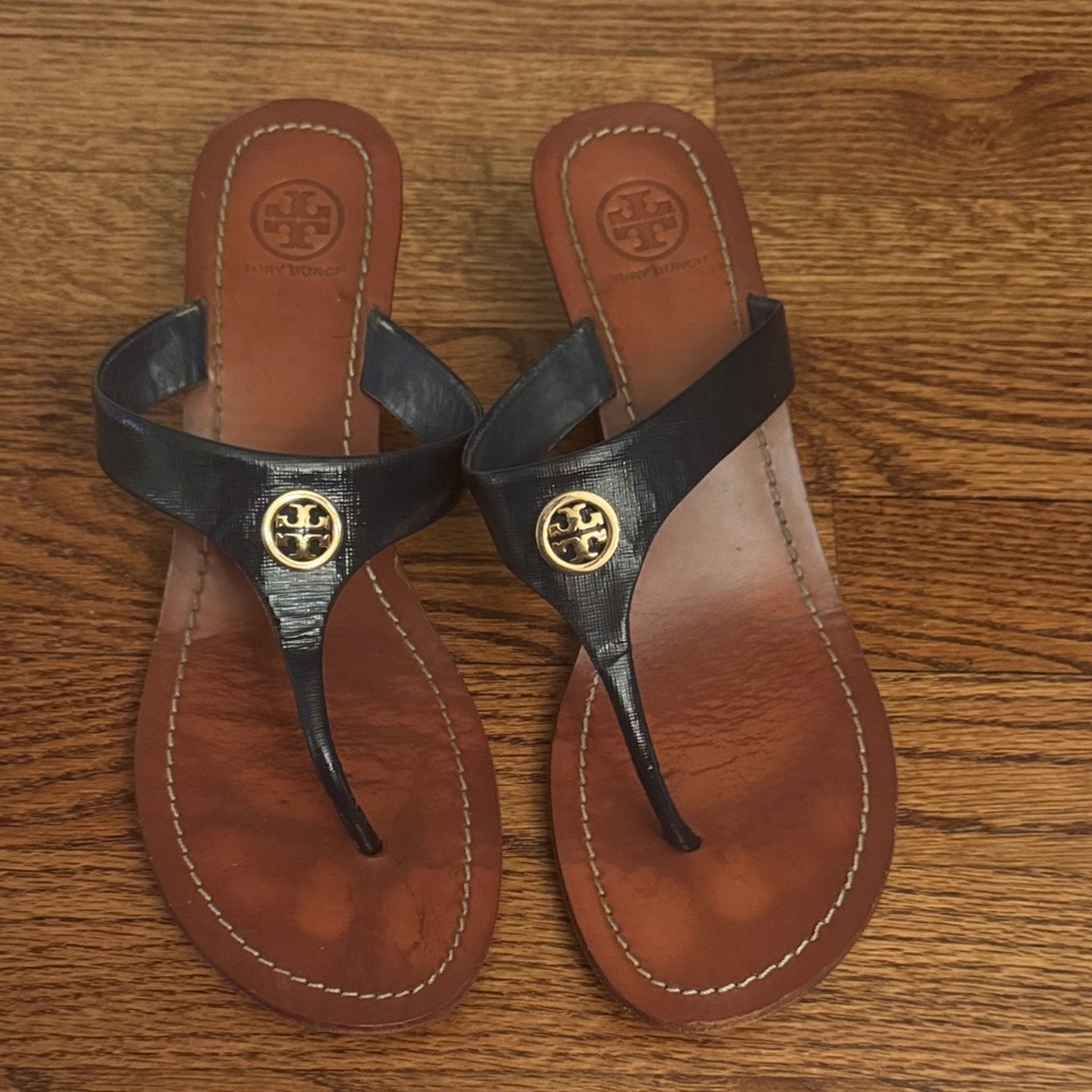 Tory Burch Navy and Brown Sandals